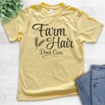 thumbnail image 2 of Kids Farm Hair Don't Care T-shirt, Youth Kids Boy Girl T-Shirt, Farm Girl Shirt, Yellow, Medium, 2 of 4