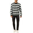 thumbnail image 2 of SUDADERAS CHIC para Hombres con Rayas Contrastantes, Cuello Redondo, Manga Larga, Corte Regular, Sudadera Pullover XL Negro Blanco, 2 of 6