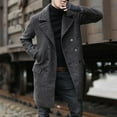 thumbnail image 3 of Clearance Mens Trench Coat Double Breasted Winter Wool Blend Pea Coat Oversized Warm Lapel Work Business Mid-Long Winter Jacket for Men, 3 of 3