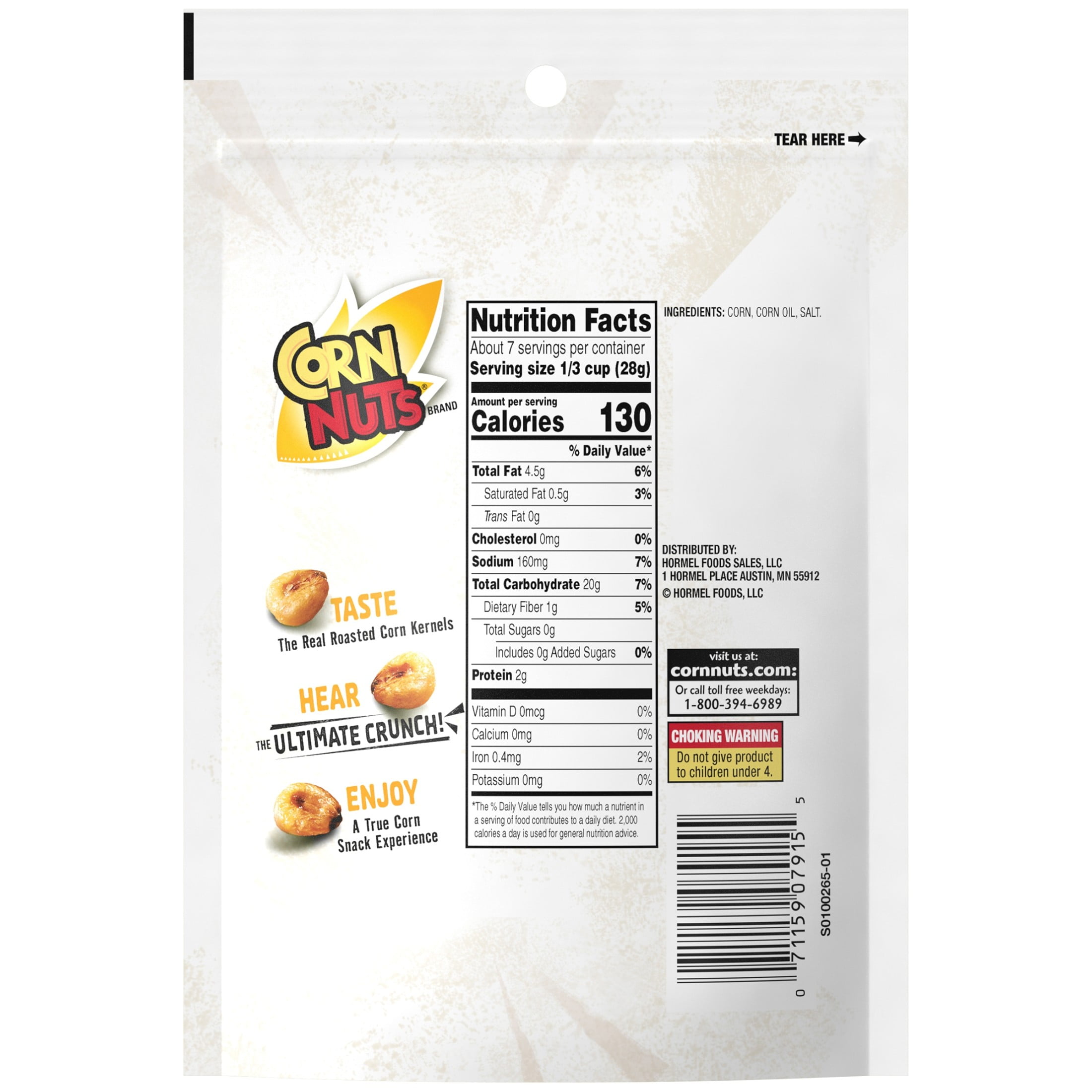 (12 pack) CORN NUTS Original Crunchy Corn Kernels Flavored Nuts Snack, Ready-to-Eat, Shelf-Stable, 7 oz Resealable Plastic Bag