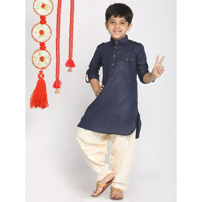 Cellora Blue Boy Dress Solid Partywear Pathani Kurta With Pajama Indian  Traditonal Kids Wear - Walmart.Com
