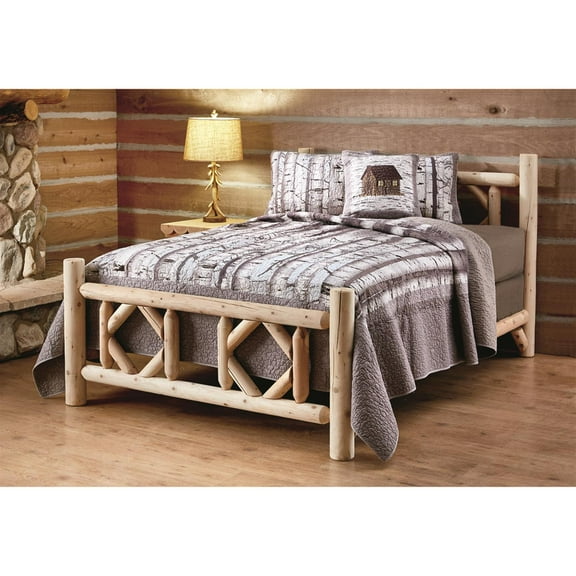 CASTLECREEK Diamond North American Cedar Log Bed, Queen