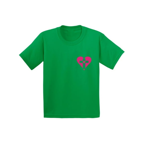 Awkward Styles Pink Heart Cross Youth Shirt Christian T Shirt for Boys Christian Cross Shirts for Girls Jesus T-Shirt for Children Christian Gifts Jesus Clothing for Children Cross T-Shirt for Kids