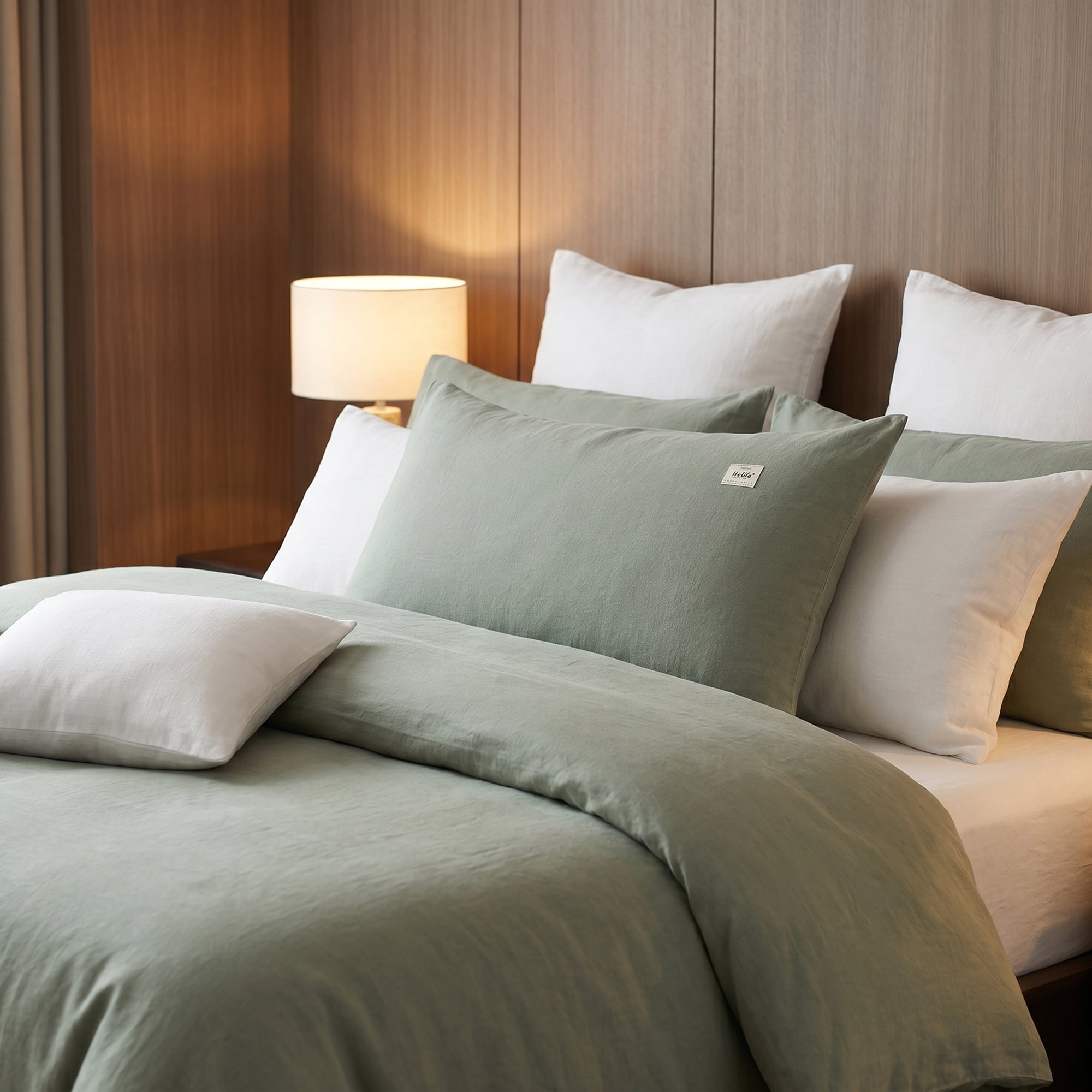 Unique Bargains 2 Pack Cotton Pillowcase Smooth Cooling Pillow Cases Envelope Closure Queen Green - Khaki