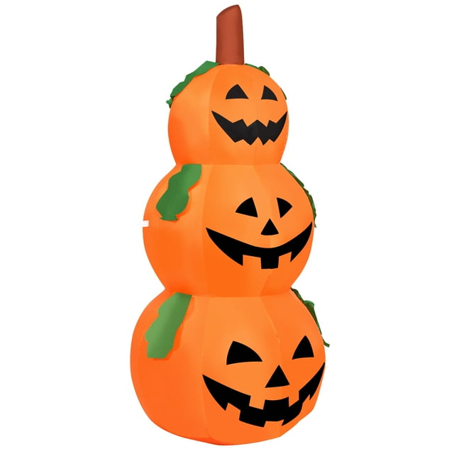 Patiojoy Halloween Decoration Inflatable 3-Pumpkin Stack 5 Ft Halloween Pumpkin Lantern W/ Internal LED Bulbs