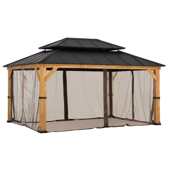 Sunjoy Replacement Mosquito Netting Panles,Waterproof 4-Panel Screen Walls for 12 x 16 ft  Gazebo, Patio & Backyard Protection