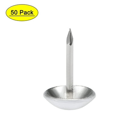 

Uxcell 0.43 x0.67 Upholstery Nails Tacks Round Head Thumb Push Pins Iron White 50Pcs