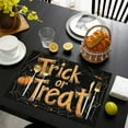 thumbnail image 7 of Happy Halloween Spooky Trick or Treat Candy Bat Table Mats Set of 4 Autumn Halloween Place Mat Washable Anti-Skid Dining Table Mats for Party Kitchen Dining Decoration, 7 of 7