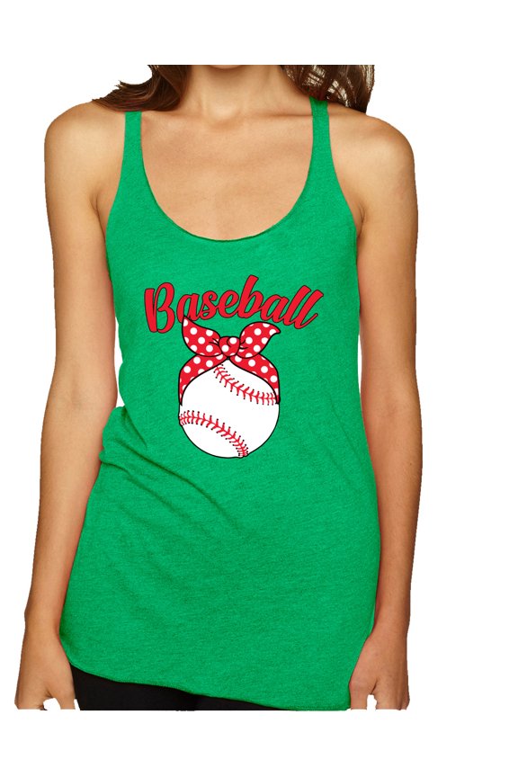 , Cute Baseball Mom Ribbon Gift, Mother's Day, Women Tri-Blend Racerback Tank Top, Envy, Small