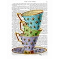 thumbnail image 2 of Fab Funky 26x32 White Modern Wood Framed Museum Art Print Titled - Stack Of Three Vintage Teacups, 2 of 4