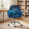 thumbnail image 2 of Whosucclay Blue Turtle Hibiscus Galaxy Print Curved Back Dining Chair Covers with Arms Easy to Install Bar Stool Covers with Armrest Reusable Accent Vanity Chair Slipcover with Elastic Bottom, 2 of 7