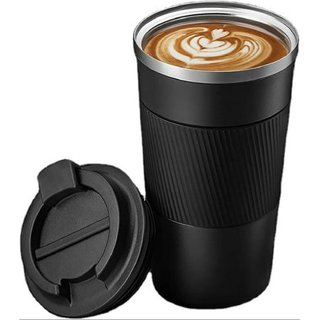 

17oz Stainless Steel Vacuum Insulated Coffee Travel Mug for Ice Drink & Hot Beverage Double Wall Travel Tumbler Cups with Spill Proof Lid Car Thermos Gift for Men and Women (Black)