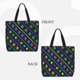 thumbnail image 3 of Vsdgher Mardi Gras Strings of Beads print Tote Bag for Women Shoulder Bag with Zipper Large Shoulder Bag Handle Handbag Portable Washable for Travel, Work, 3 of 8