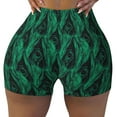 thumbnail image 2 of Fuzoiu Mint Bird Feathers Print Women's Workout Shorts,Workout Biker Shorts Women,Exercise Fitness Shorts,Scrunch Short, Athletic Shorts for Gym Yoga Running Sport Active-Large, 2 of 8