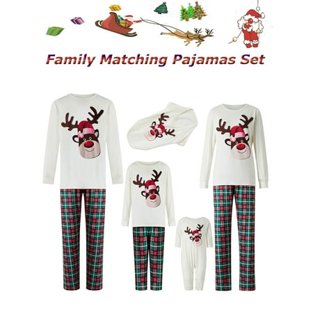 

Christmas Family Matching Clothes Outfits for Couples Dog Owner Long Sleeve T-Shirt + Casual Trouser Pant Set Xmas Party