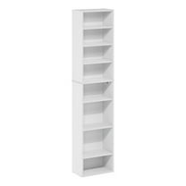 Pemberly Row 8-Tier Adjustable Shelves Multimedia Media Storage Tower Rack White