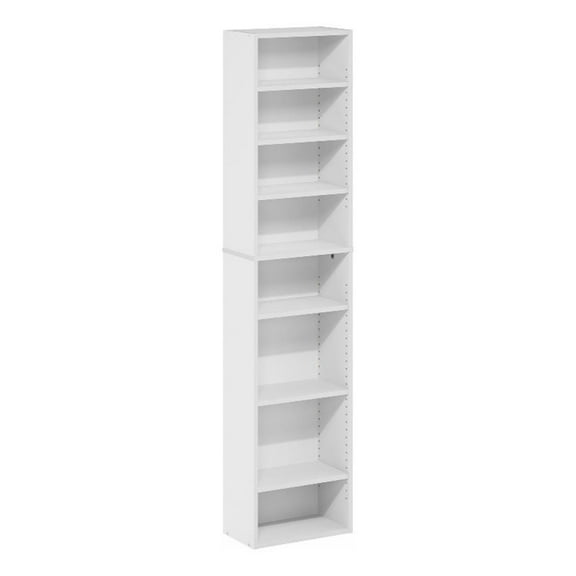 Pemberly Row 8-Tier Adjustable Shelves Multimedia Media Storage Tower Rack White