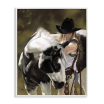 Stupell Industries Cowgirl & Spotted Horse Animals & Insects Painting White Framed Art Print Wall Art, 24 x 30