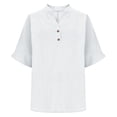 thumbnail image 3 of Womens Tops Comfort Solid Stand Collar Button Down Shirt Spring Summer Shirts for Women White 2Xl, 3 of 9