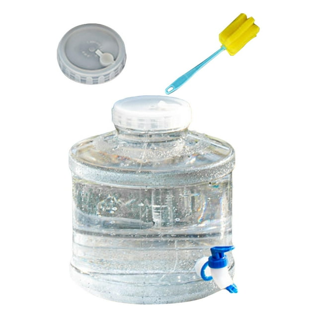 Contenedor de agua potable, almacenamiento de agua de emergencia, portátil, transparente, duradero con asa para conducción de automóviles, patio 7.5L con Grifo
