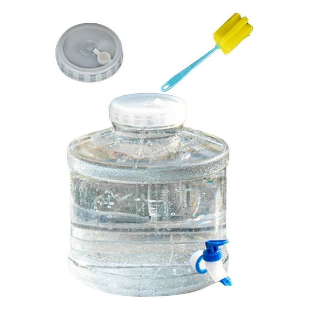 Contenedor de agua potable, almacenamiento de agua de emergencia, portátil, transparente, duradero con asa para conducción de automóviles, patio 7.5L con Grifo