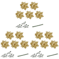 thumbnail image 1 of Cabezas Flores Con Purpurina 14 Cm Clip Y Tallo para Navidad (5 Unidades Doradas), 1 of 2
