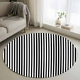 thumbnail image 2 of Black White Stripe 3ft Area Rug, Modern Minimalist Geometric Striped Washable Non-Slip Small Round Rugs for Entryway Bedroom Kitchen, Soft Circle Carpet for Dining Room, Playroom Nursery Rug, 2 of 9