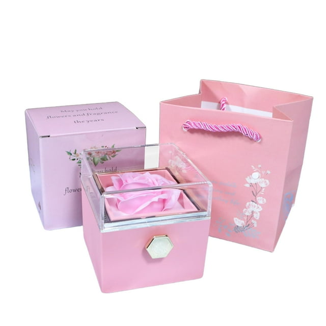Caja de regalo con forma de rosa para joyería, estuche de lujo para collar, pendientes y pulsera.