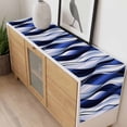 thumbnail image 4 of Navy Blue Striped Ombre Table Runner - 36 Inch Long, Kitchen Dining Table Runner Dresser Scarves, Modern Blue Moire Geometric Farmhouse Decor for Coffee Tables Wedding Party Banquet, 4 of 8