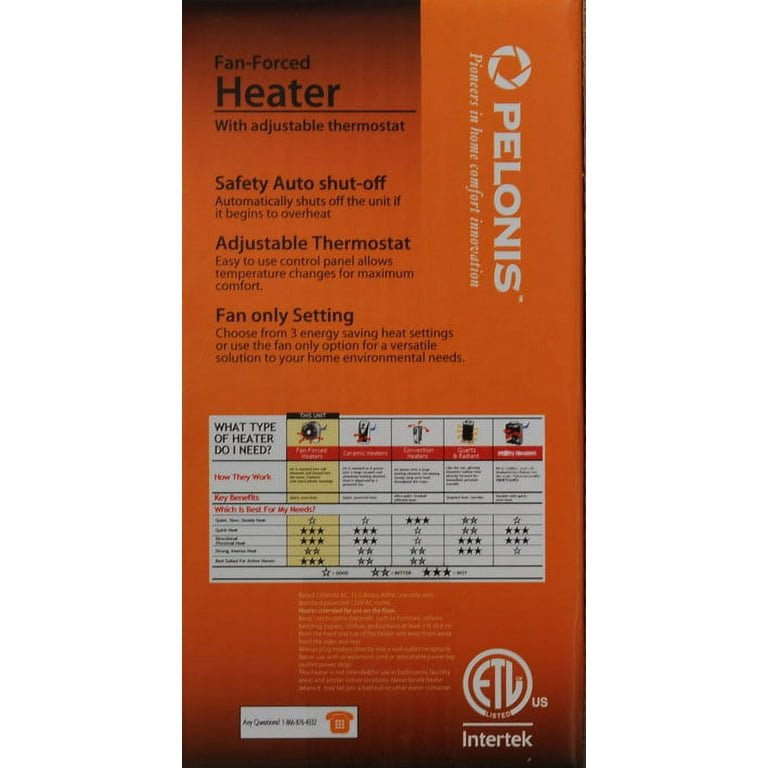 Pelonis Fan-Forced Heater with Thermostat - Walmart.com