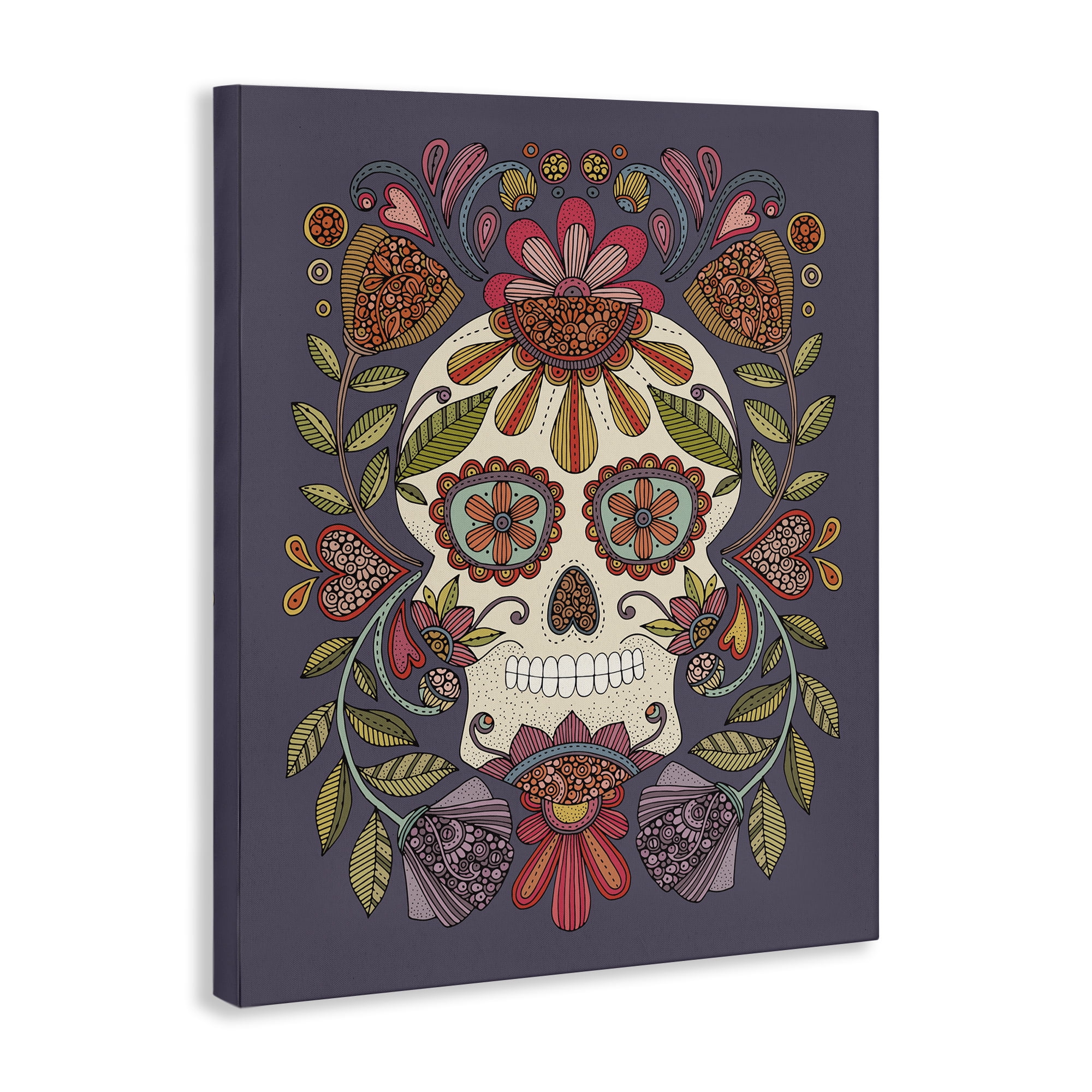 Stupell Industries Patterned Sugar Skull Holiday Painting Gallery Wrapped Canvas Art Print Wall Art, 36 x 48