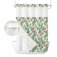 thumbnail image 2 of Spring Roses Botanical No Hook Shower Curtain Waterproof, Bathroom Curtains with Snap in Liners and See Through Top Window, Farmhouse Floral Green Hotel Style Bathtub Curtains Shower 48"Wx72"L, 2 of 8
