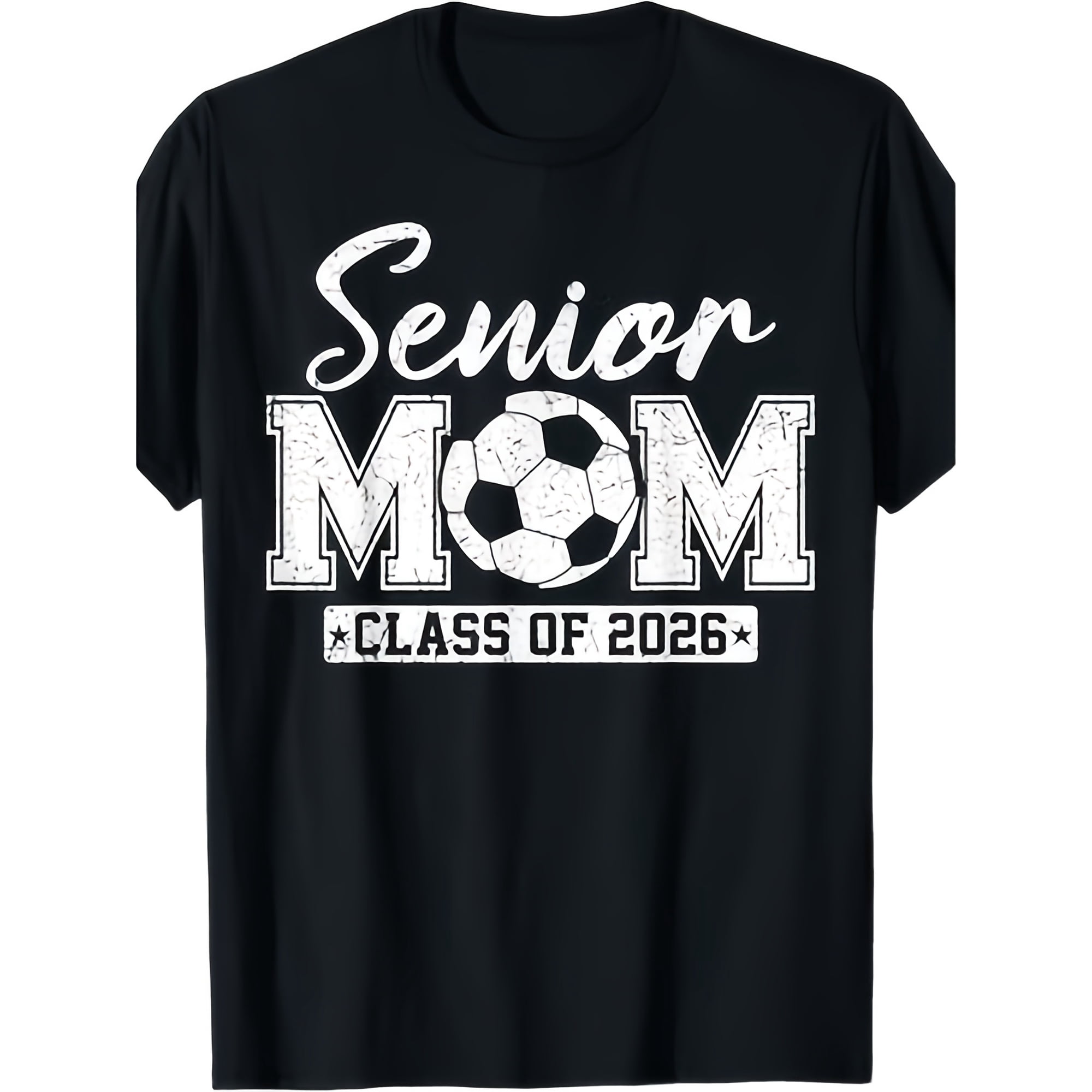 Senior Mom Class of 2026 Soccer Mother Graduation Proud Parent Sports Fan Graphic T-Shirt Retro Distressed Style