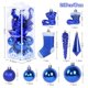 thumbnail image 3 of 21 piezas/caja de bolas navideñas con purpurina azul y rosa, colgantes de medias de carámbanos, adornos colgantes para árbol de Navidad, decoración navideña para el hogar, Navidad, 3 of 5