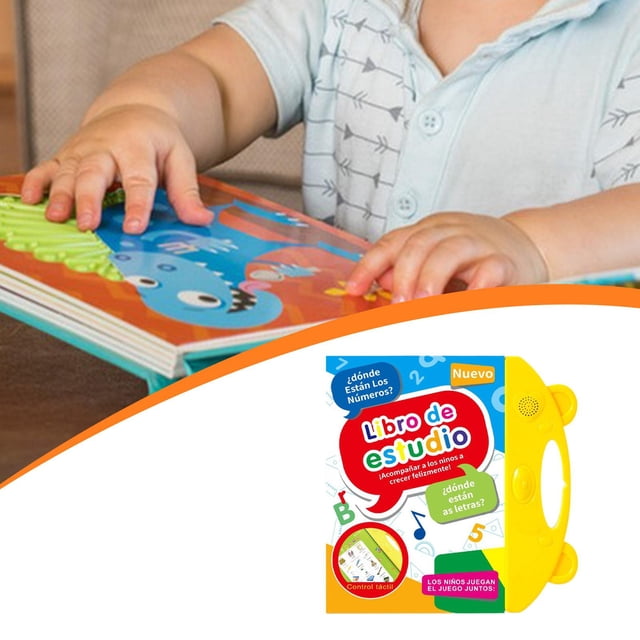 Libro de sonido, juguete educativo para niños, juguete bilingüe español, inglés, español, máquina de aprendizaje de vocabulario, estudio para niños,