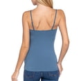 thumbnail image 4 of Juniors Solid Plain Adjustable Spaghetti Strap Layering Cropped Camisole Tank Top (Steel Blue, S), 4 of 4
