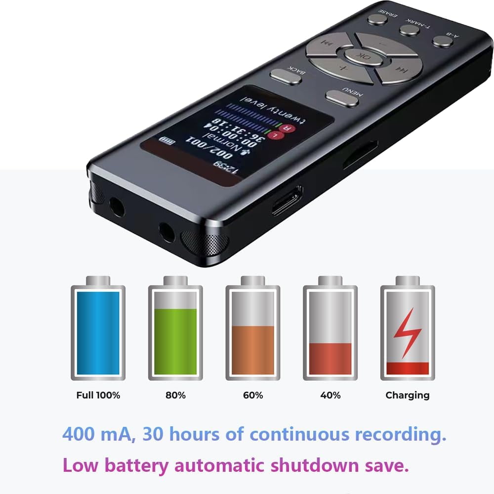 64GB Digital Voice Recorder Voice Activated Recorder for Lectures Meetings - 4608 Hours Sound Audio Recorder Dictaphone Recording Device with Playback,MP3 Player,Password,Variable Speed