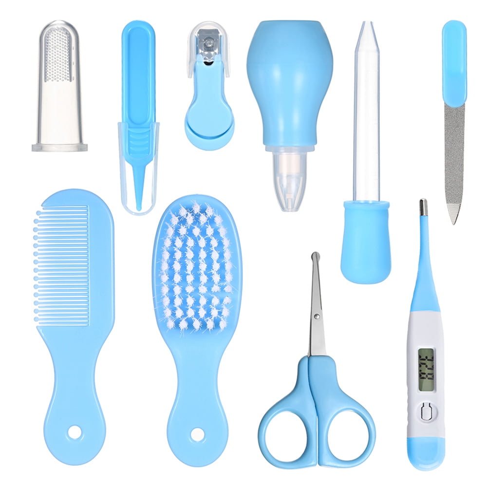 Jelly Comb Baby Healthcare and Grooming Kit, 10 PCS Baby Newborn Nursery Health Care Set for Newborn Infant Toddlers Baby Boys Girls Kids Tools Blue