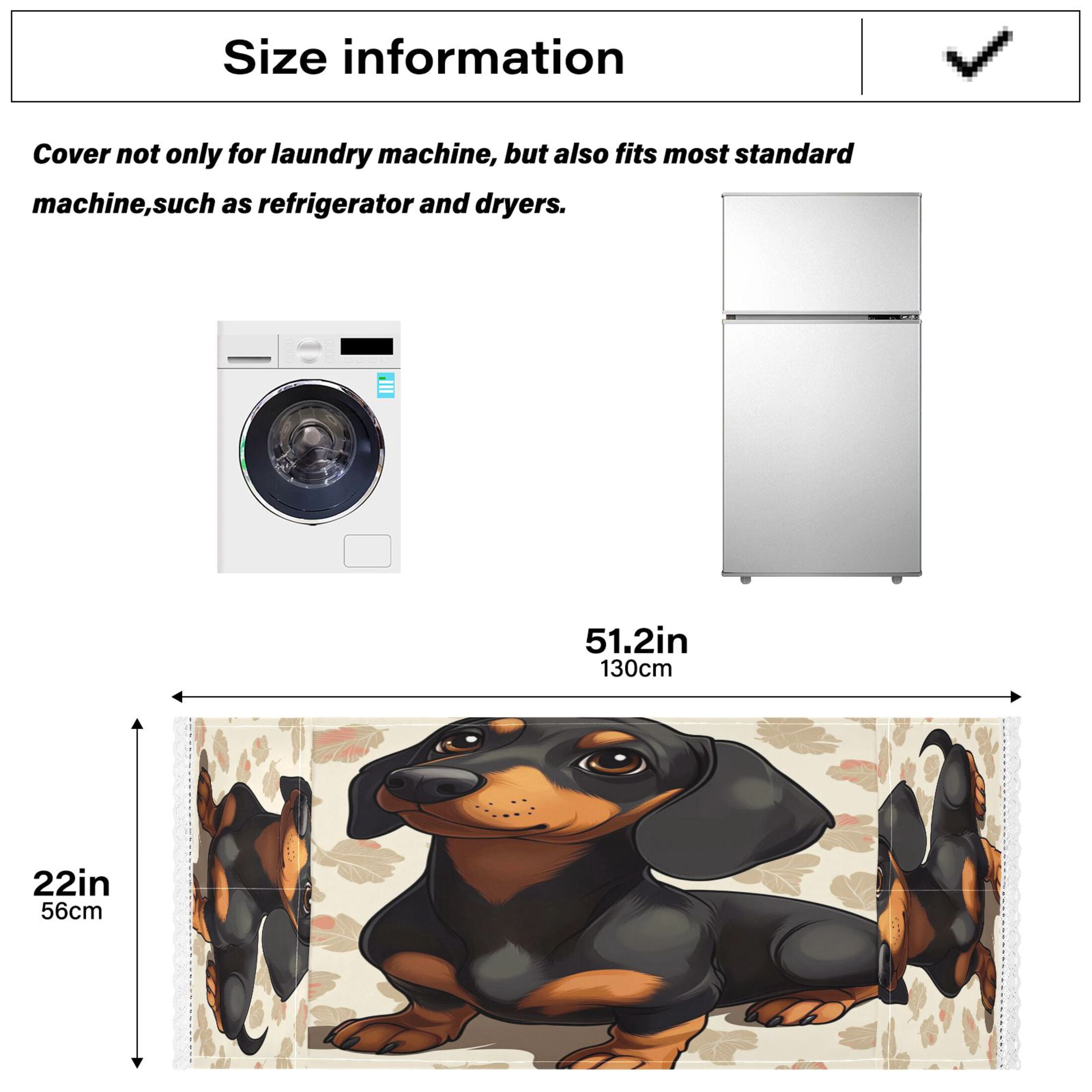 Dachshund PatternWasher and Dryer Covers Dust-Proof and Oil Resistant Fridge Cover with 4 Storage Pockets Washing Machine Top Cover for Laundry Kitchen Home 51.2 x 22 In