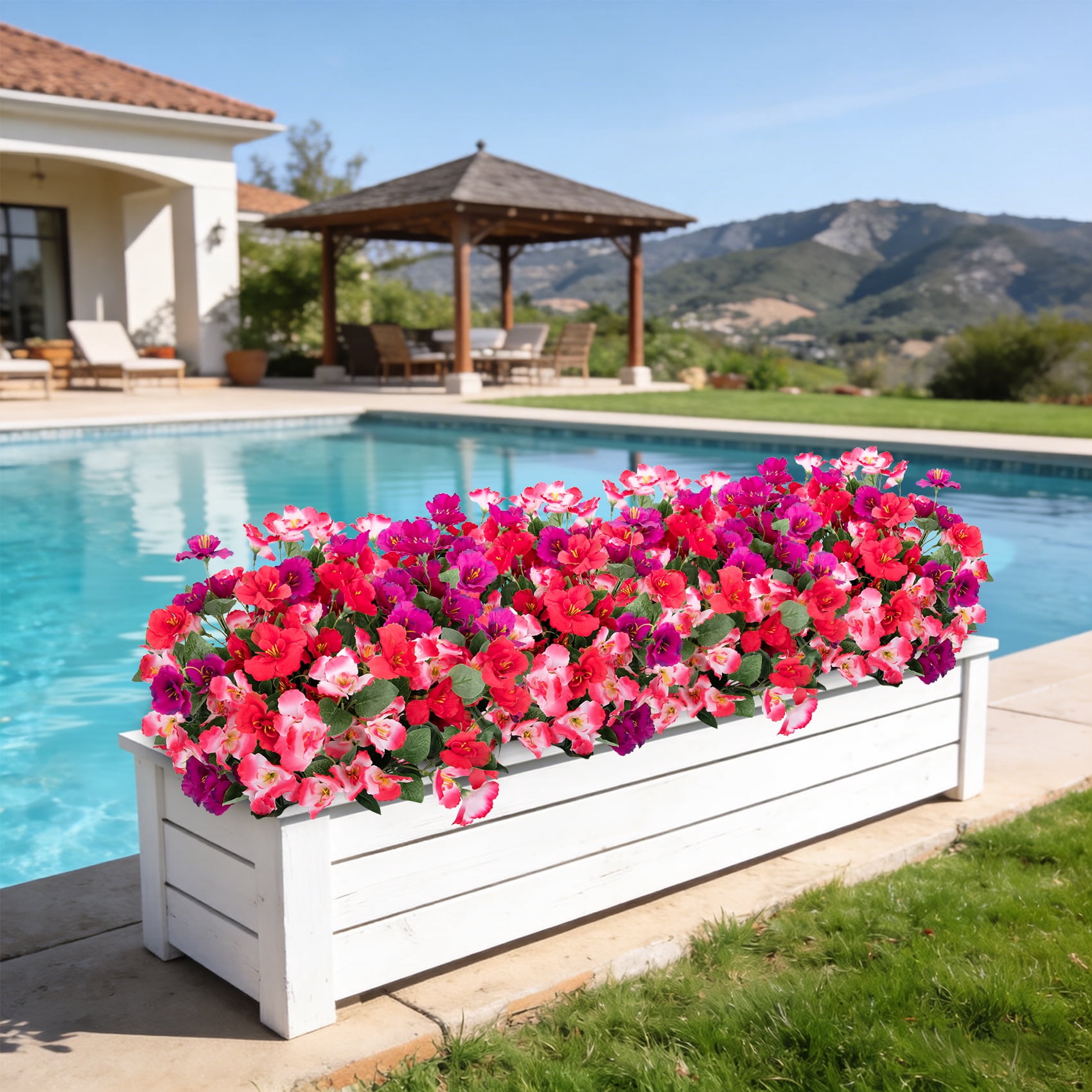 Scidweet Artificial Hibiscus Flowers for Outdoors, 10 Bundles Faux Fake Silk Flowers Bouquet UV Resistant for Garden Porch Patio Vase Box Spring Summer Indoor Outdoor Home Decor, Multicolor