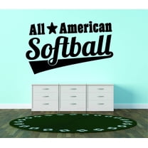 Custom Wall Decal Sticker : All Star American Softball Sport Quote Teen Boy Girl Bedroom 20x30"