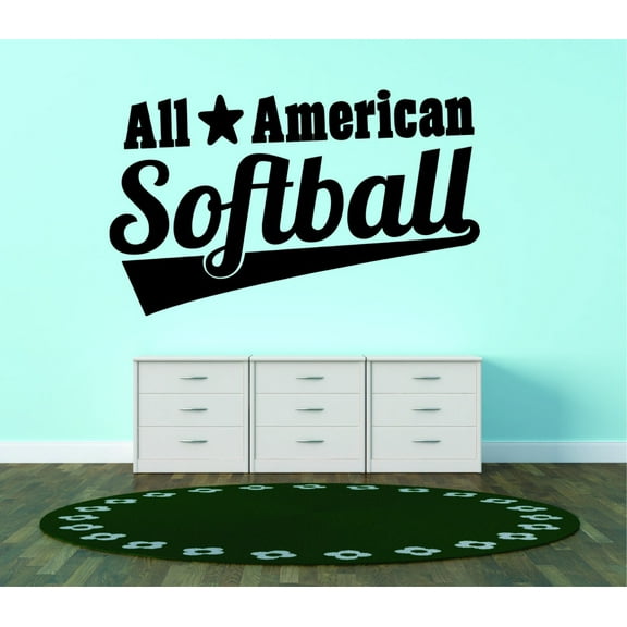 Custom Wall Decal Sticker : All Star American Softball Sport Quote Teen Boy Girl Bedroom 16x24"