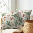 thumbnail image 2 of Beige Christmas Pillow Covers 16x16 Set of 2 Green Red Xmas Berries Twigs Rustic Decorative Outdoor Farmhouse Zipper Pillowcases Decoration Winter Holiday Throw Cushion Cover Decor for Couch Sofa Bed, 2 of 6