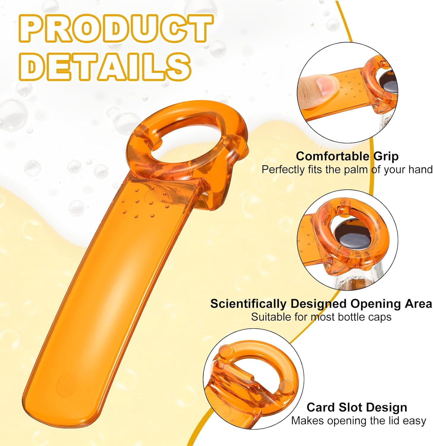 FRKSMD-2 Pcs Jar Key Lid Opener, Plastic Jar Lid Opener Easy Grip Multifunctional Durable Can Open Tool for Elderly Seniors Women Weak Hands Easy-use, Transparent Blue/Transparent Orange