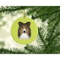thumbnail image 2 of Carolines Treasures Checkerboard Lime Green Sheltie Ceramic Ornament 3 in multicolor, 2 of 3