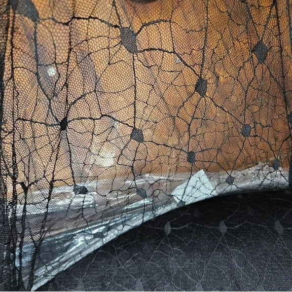 Soft Lace Spiderwebs Spider Webs Black Lace 60" Wide Fabric by the Yard (D171.23)