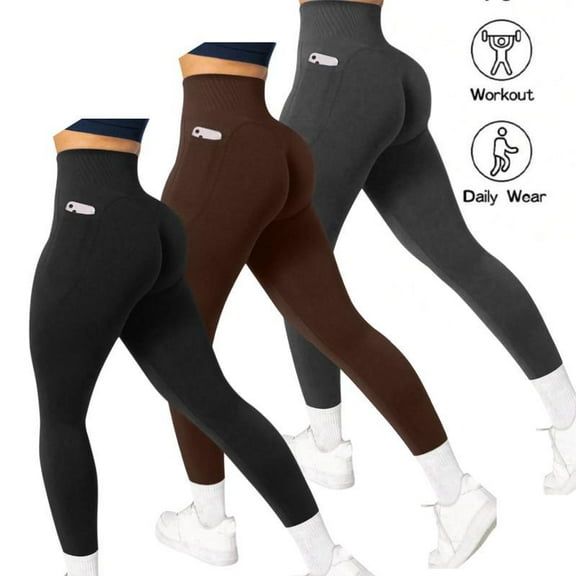 Top-kevin High-Waisted Seamless Sports Pants for Women Invisible Side Pockets High-Elasticity Shaping Yoga Fitness Running Cycling Multi-Functional Stretch Pants