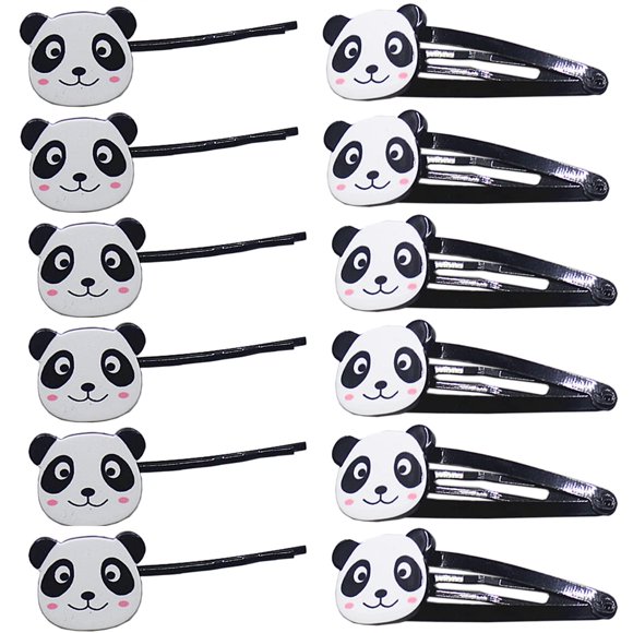 12 pinzas para el pelo con diseño de panda, pasadores, horquillas, divertidos animales, clip BB, flequillo, accesorios para el pelo para niñas y mujeres, accesorios de moda