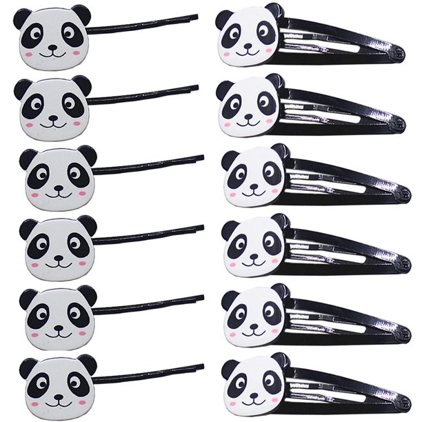 12 pinzas para el pelo con diseño de panda, pasadores, horquillas, divertidos animales, clip BB, flequillo, accesorios para el pelo para niñas y mujeres, accesorios de moda