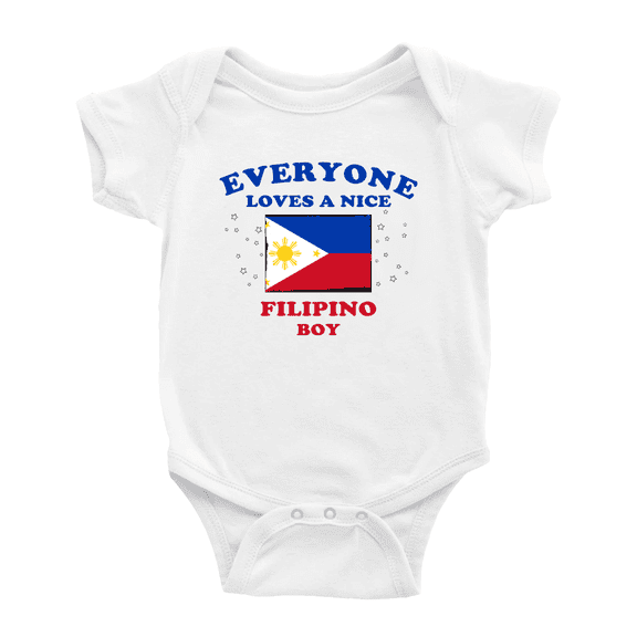 Everyone Loves a Nice Filipino Boy Baby Bodysuit Newborn Clothes Outfits (White, 18-24 Months)